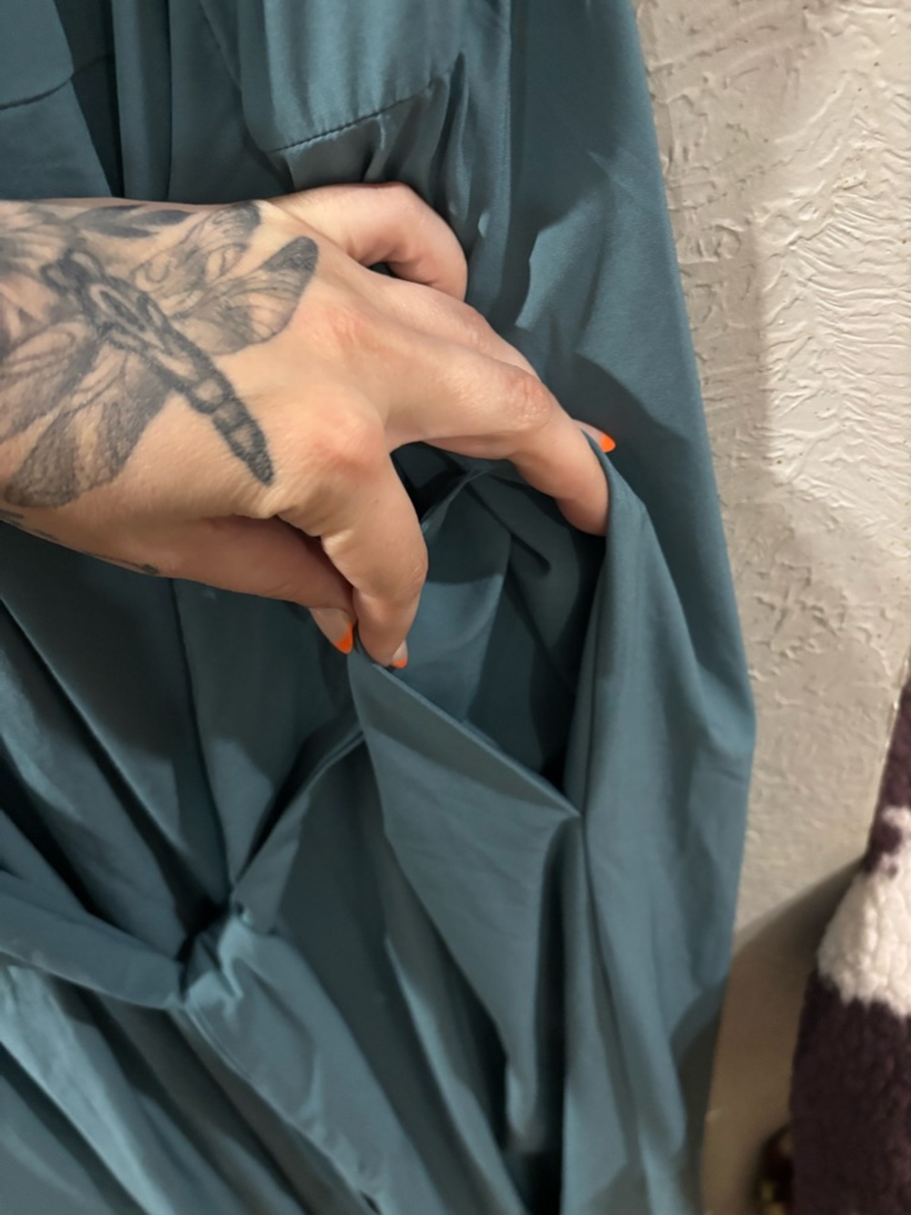 Halara Breezeful NWT V Neck Short Sleeve Pocket Tie Midi Dress Stone Blue Sz 3X - Picture 7 of 9